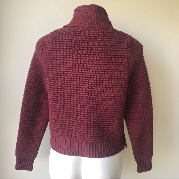 Madewell Side Button Ribbed Turtleneck Sweater in Heather Cherry XXS - Picture 5 of 8